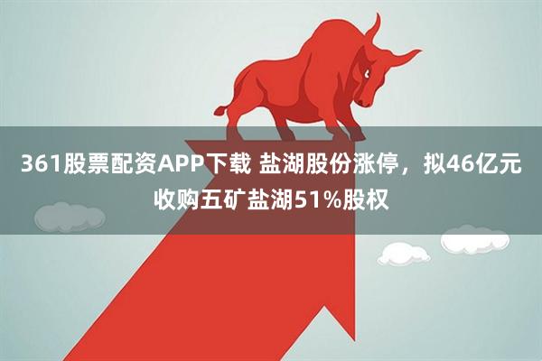 361股票配资APP下载 盐湖股份涨停，拟46亿元收购五矿盐湖51%股权